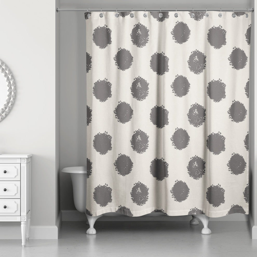 Black Polka Dots on White 71x74 Shower Curtain