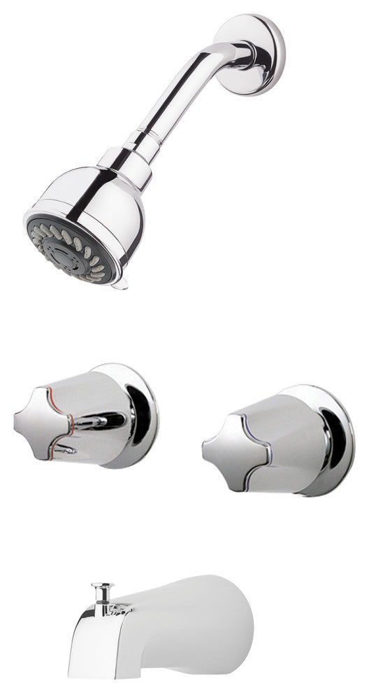 Pfister 2-Handle Tub and Shower Faucet, Metal Knob Handles, Chrome