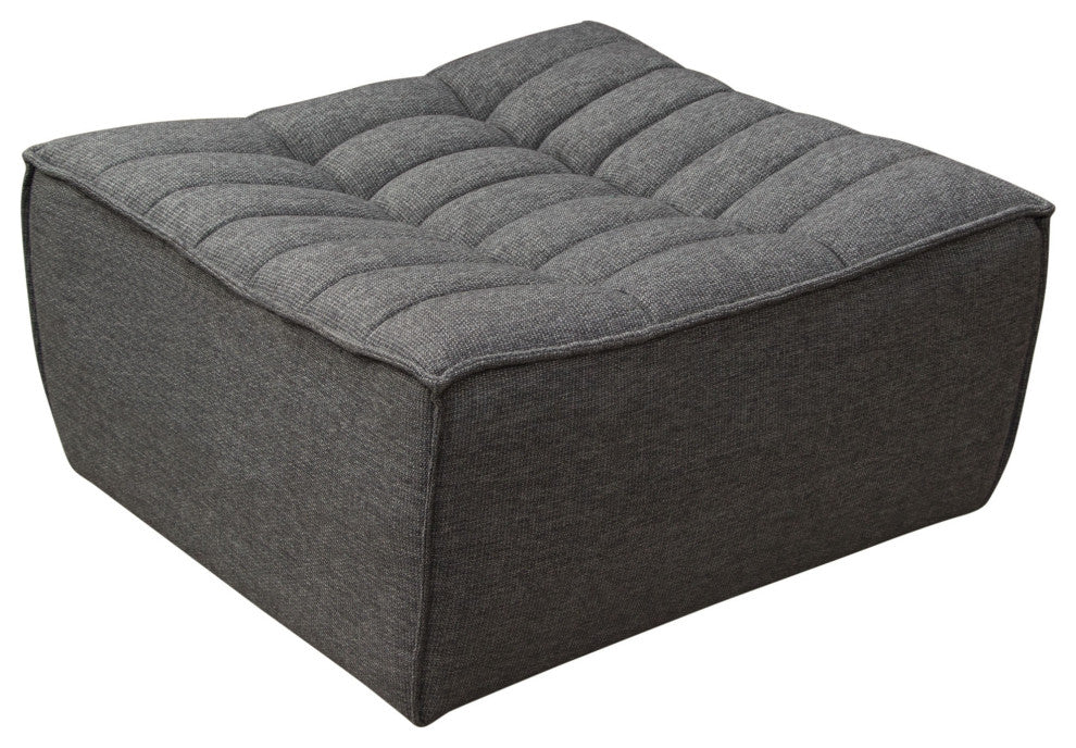 Marshall Scooped Seat Ottoman in Grey Fabric