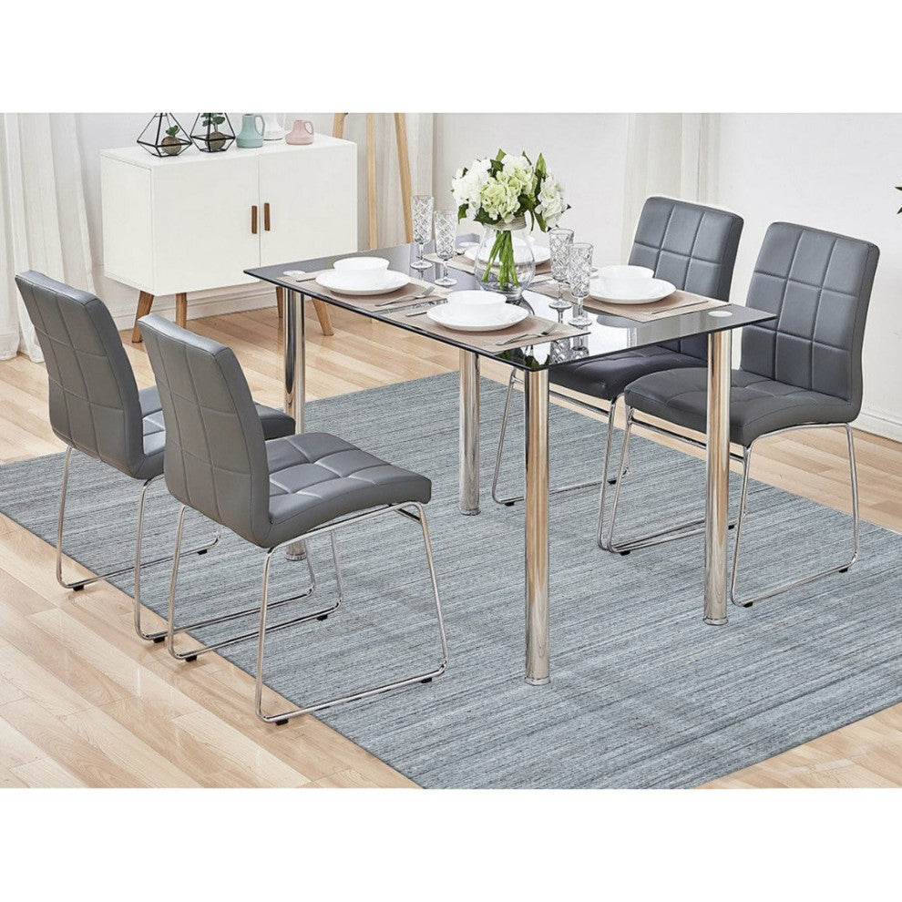 Arsenic Gray Hand Loomed Modern Striae Design Wool Oriental Rug, 8'1"x10'