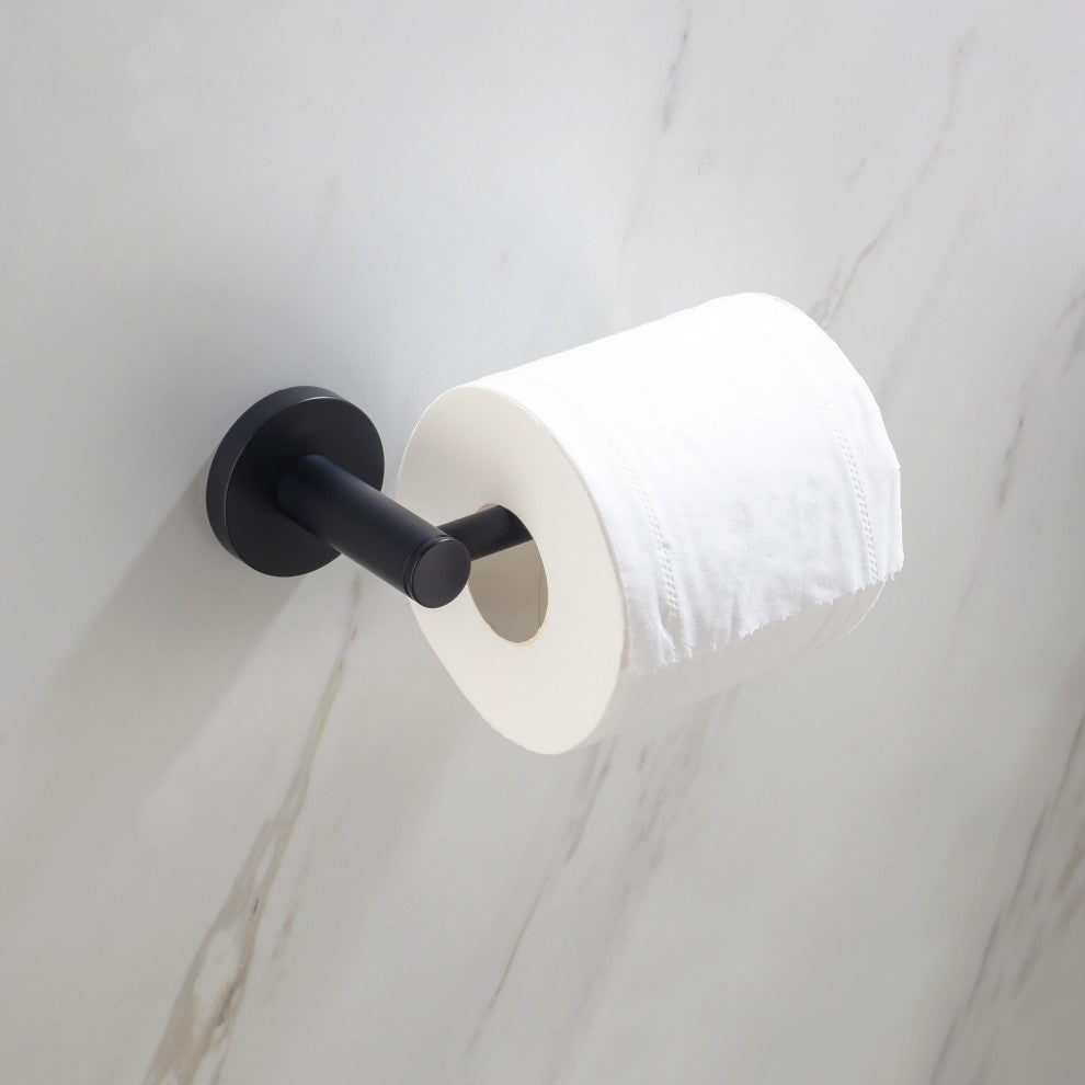 Circular 2-Piece Bathroom Hardware Set, Matte Black
