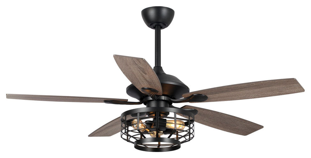 52 in 5 Blades Ceiling Fan with Remote Control in Matte Black