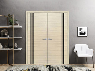 Solid French Double Doors 64 x 96 | Planum 0011 Natural Veneer with