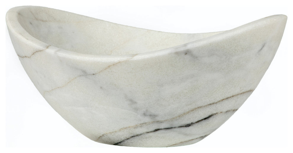 Eden Bath EB_S043GW-H Small Canoe White Marble Vessel Sink