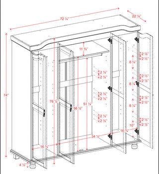 100% Solid Wood Kyle 4-Door Wardrobe, Mocha