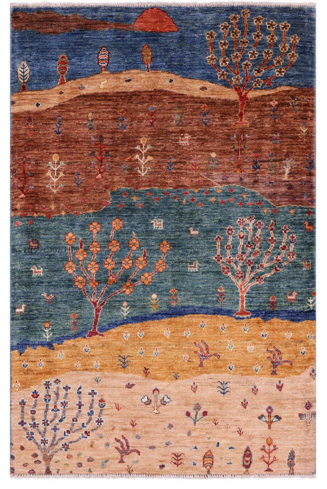 3' 5" X 5' 3" Tribal Persian Gabbeh Handmade Rug Q10722