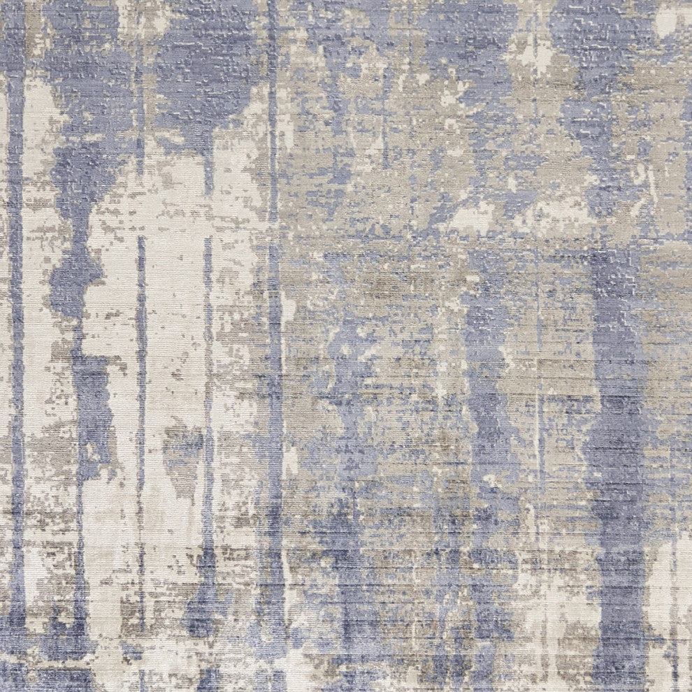 HomeRoots 5'x7' Grey Blue Hand Loomed Abstract Paint Dripping Indoor Area Rug
