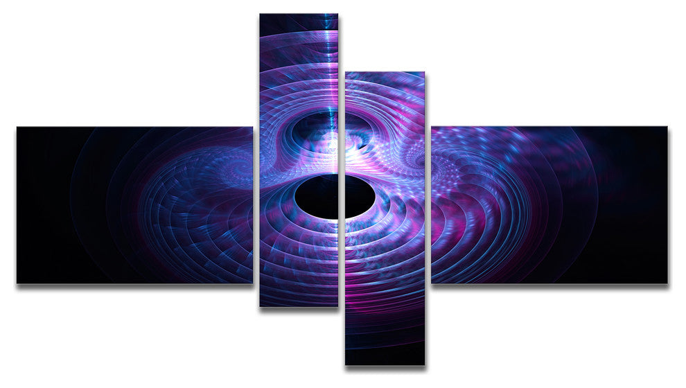 Bright Blue Magical Lights, Abstract Art on Canvas, 60"x32", 4 panels