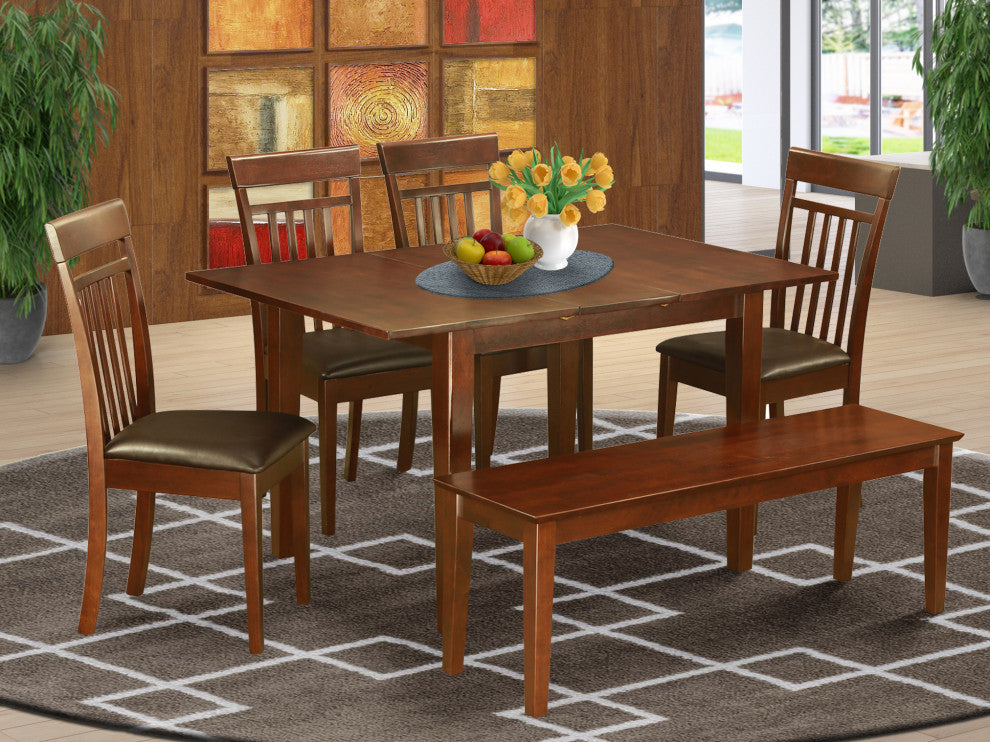 6 Pc Table, Kitchen Dinette Table, 4 Kitchen Dining Chairs Plus Bench