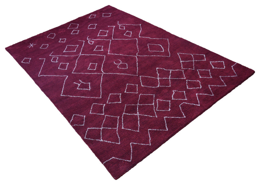 HAND KNOTTED LOOM SILK ECO-FRIENDLY RUGS-6'x9',Rectangle,Red White,Contemporary