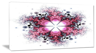 Violet Fractal Flower Pattern, Oversized Abstract Canvas Art Print, 60x28