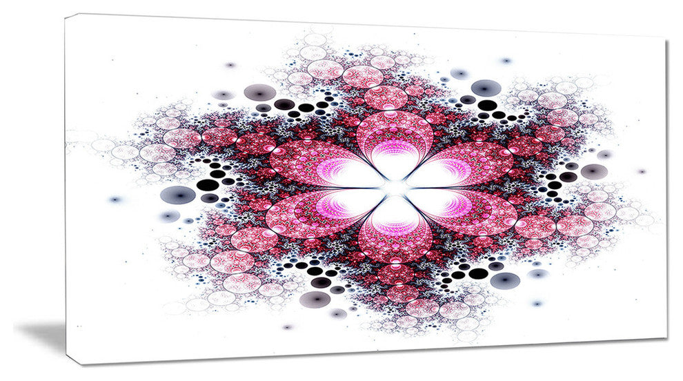 Violet Fractal Flower Pattern, Oversized Abstract Canvas Art Print, 60x28