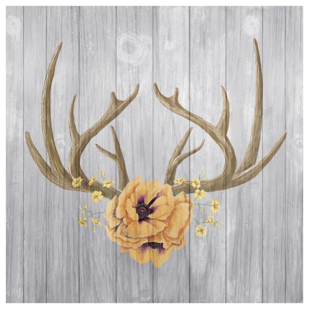 "Antlers and Poppies II Sq Spice" Digital Paper Print by Elyse DeNeige, 42"x42"