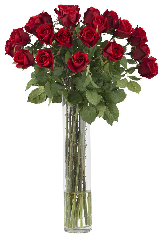 Rosebud With Cylinder Silk Flower Arrangement
