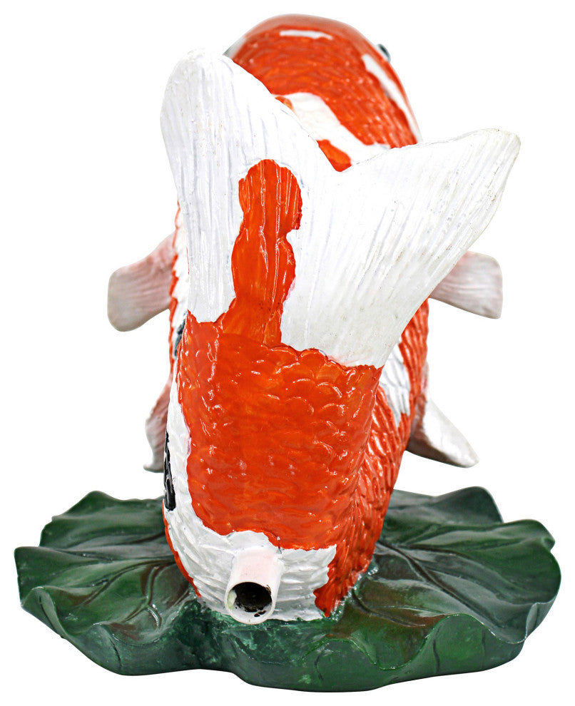 Kohaku Asian Koi Piped Spitter Statue