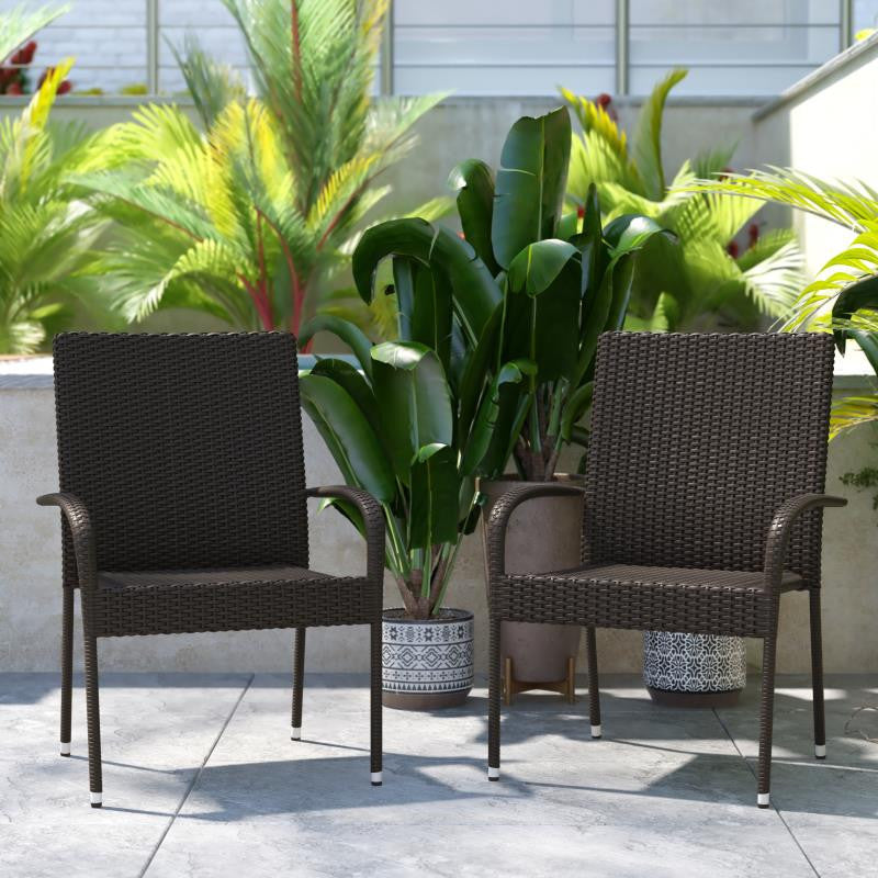 Maxim Indoor/Outdoor Wicker Dining Chairs w/Fade & Weather-Resistant Steel Frame