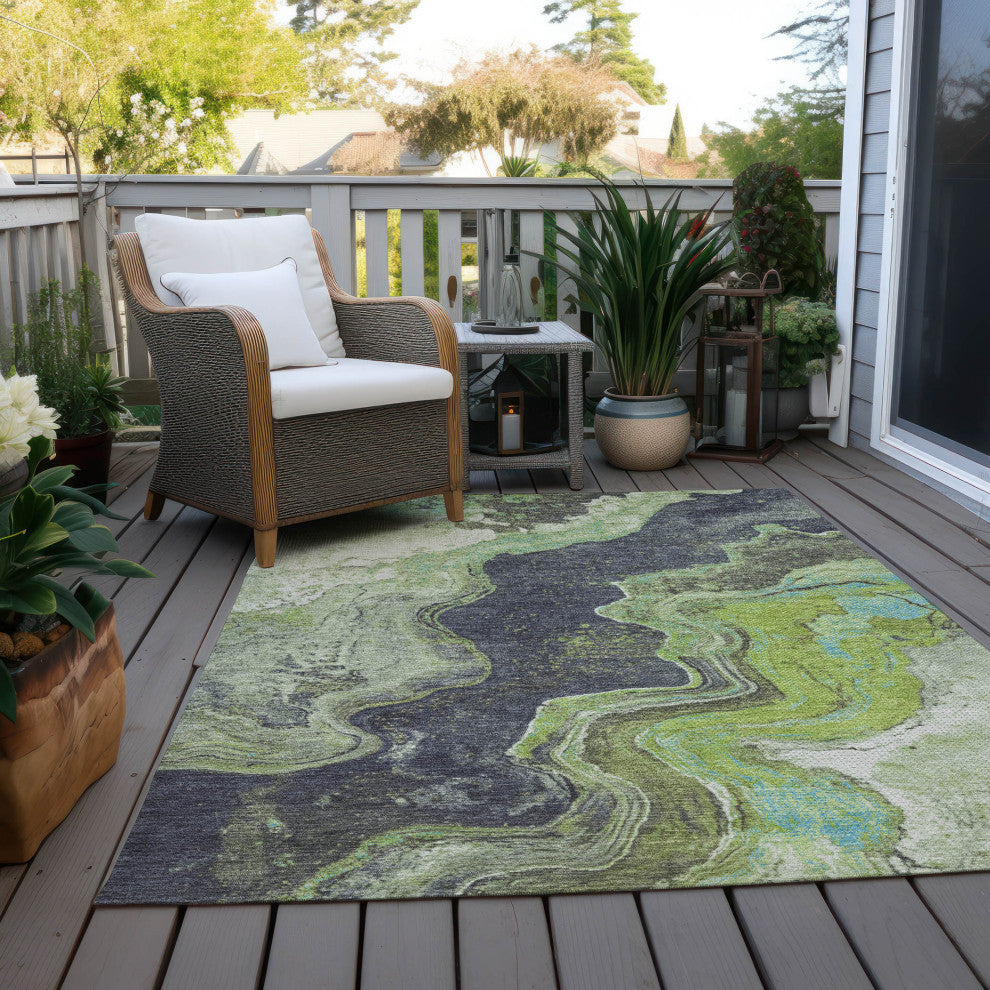 Machine Washable Indoor/Outdoor Chantille ACN1907 Aloe 5' x 7'6" Rug