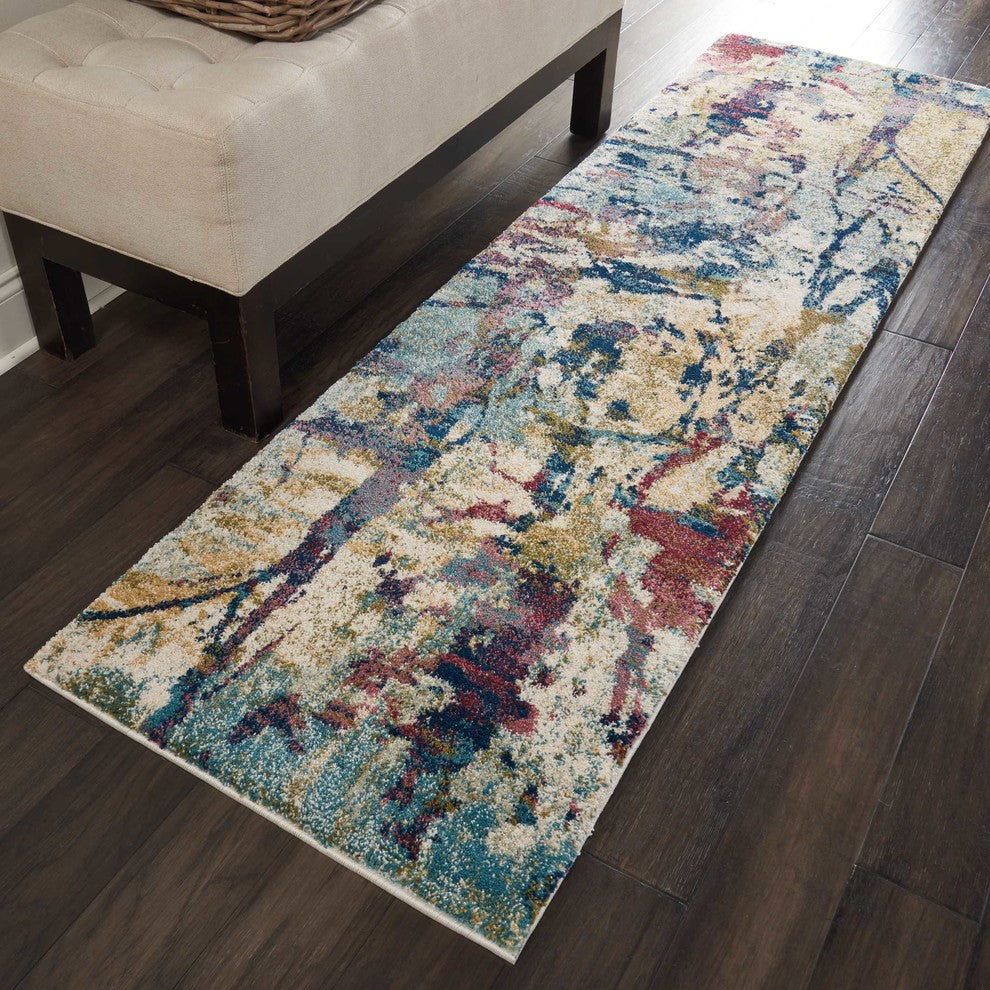 Nourison Fusion Cream/Multicolor Area Rug, 2'2"x7'6"