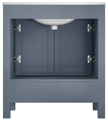 Jacques 30" Dark Grey Single Sink Vanity Set with White Carrara Marble Top