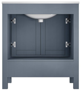 Jacques 30" Dark Grey Single Sink Vanity Set with White Carrara Marble Top