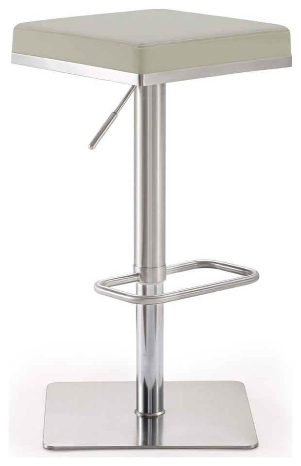 Bari Light Grey Stainless Steel Barstool - Light Grey