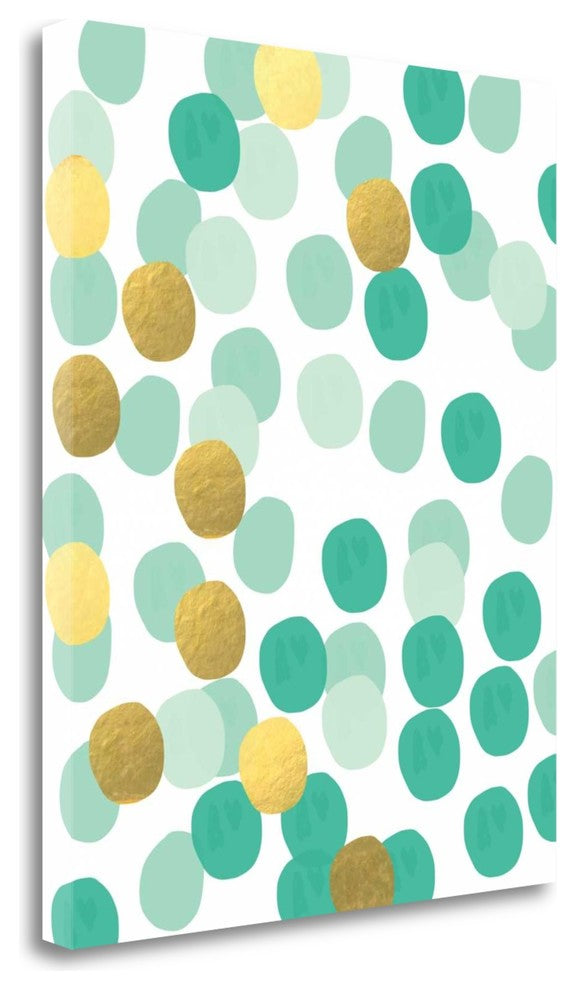 "Abstract Painting Mint And Gold" By Linda Woods, Giclee on Gallery Wrap Canvas
