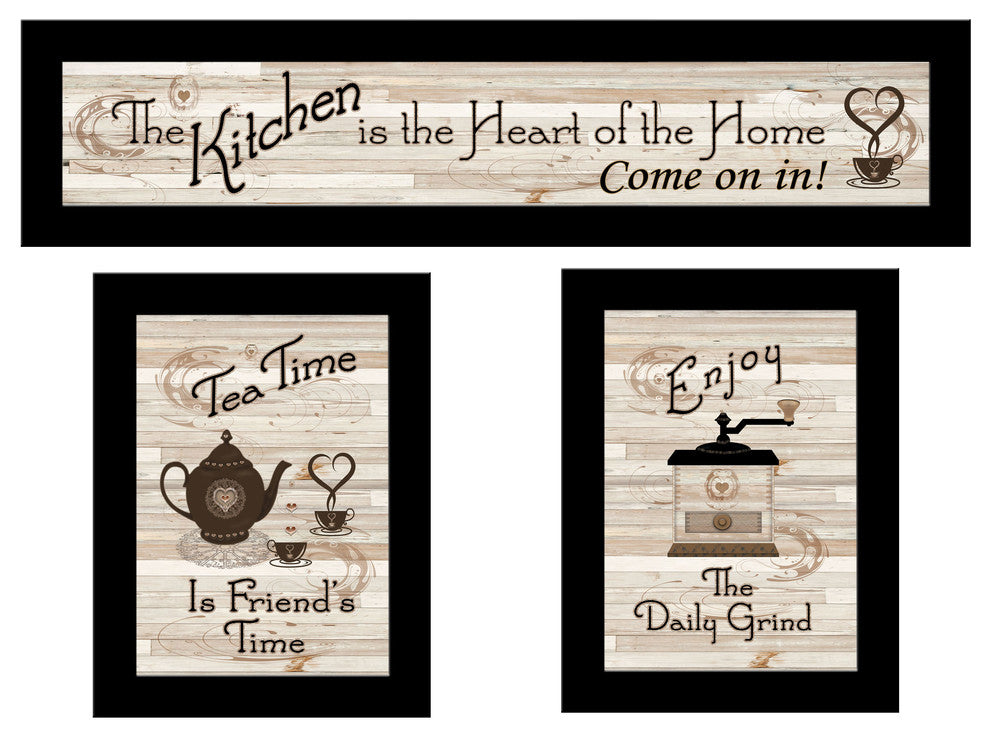 "Kitchen Friendship Collection III" 3-Piece Vignette, Black Frame