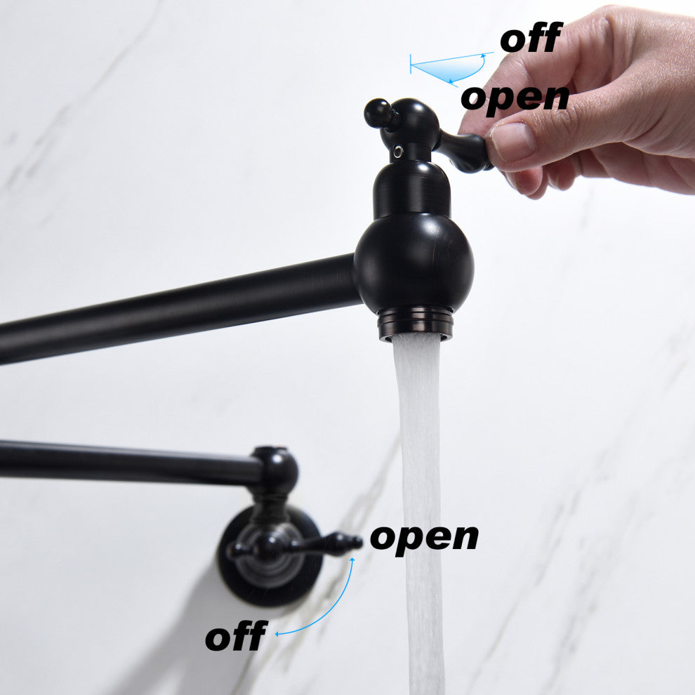 Wellfor Wall Mount Pot Filler Kitchen Faucet With 4 GPM Flow Rate, Matte Black