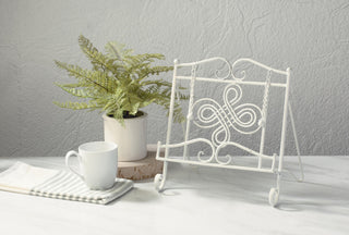 Metal Swirls Cookbook Stand, White