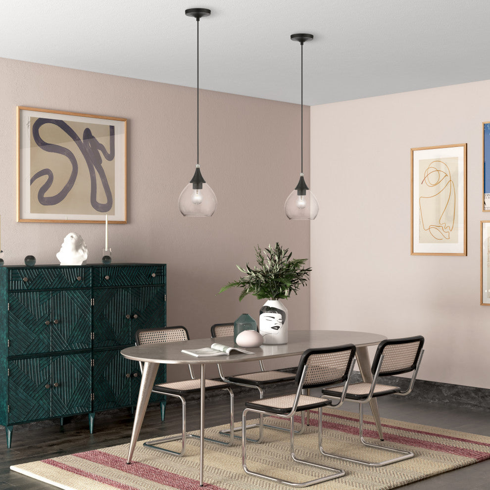 Catania 1 Light Black With Brushed Nickel Accents Mini Pendant