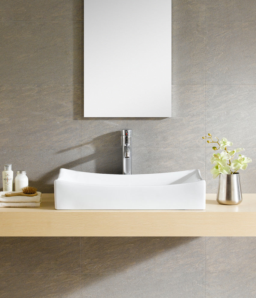 Fine Fixtures White Vitreous China Rectangular Vessel Sink