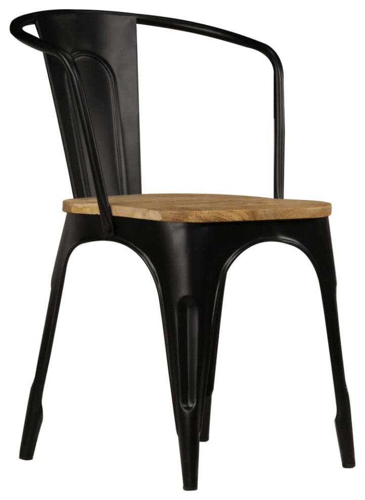 vidaXL Dining Chairs 6 pcs Black Solid Mango Wood