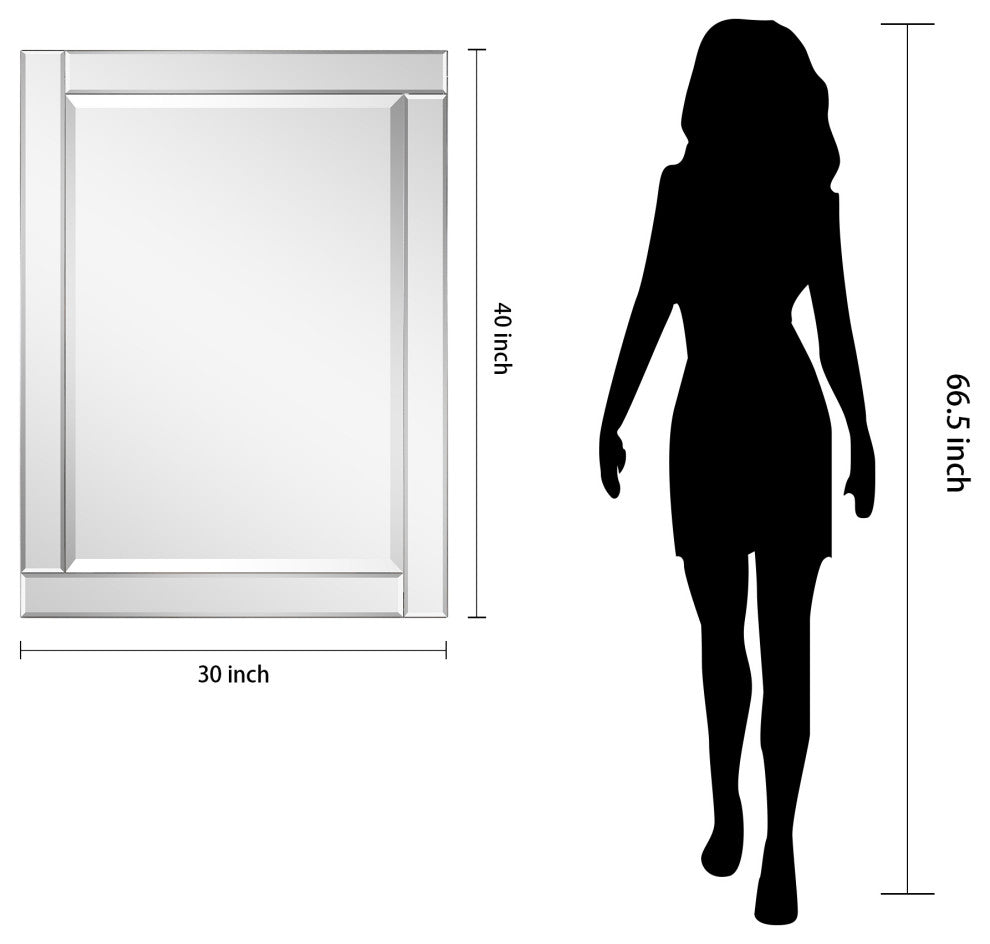 Modern Beveled Wall Mirror, 30"x40"