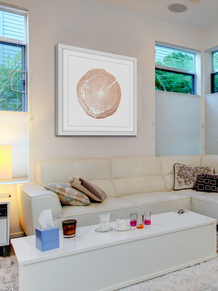 "Log Cutout Rose Gold" Framed Painting Print
