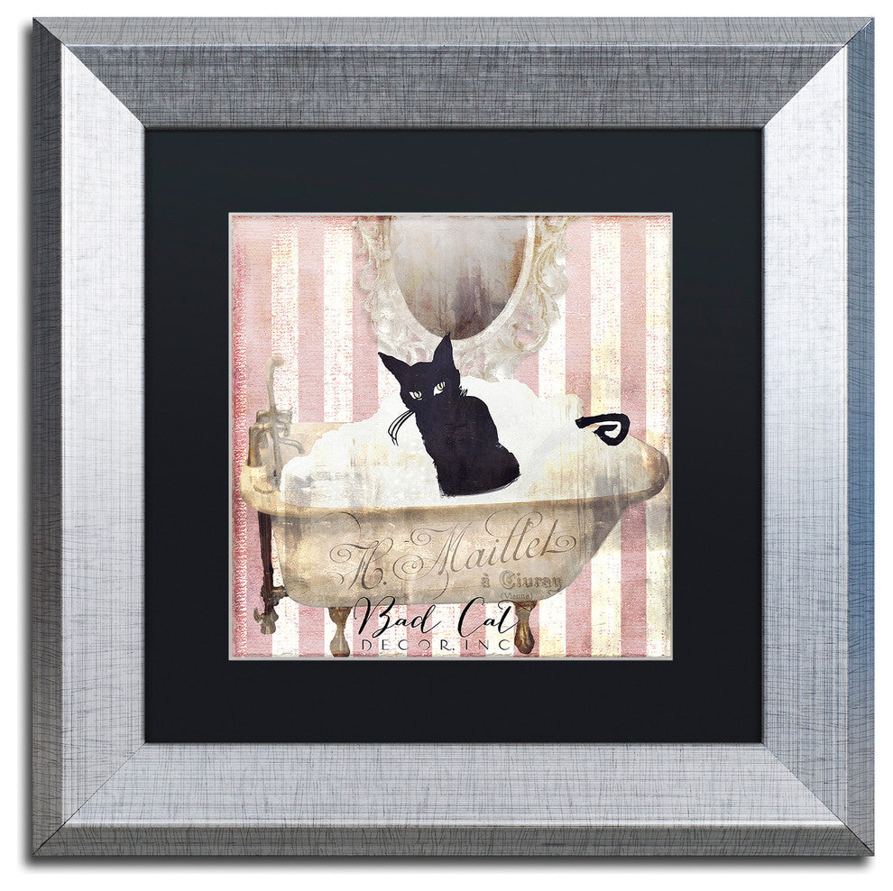 Color Bakery 'Bad Cat II' Art, Silver Frame, Black Matte, 11"x11"