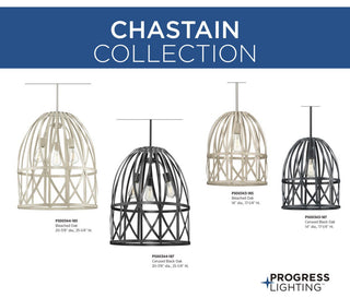 Chastain 1-Light Basket Pendant Light, Bleached Oak/Brushed Nickel