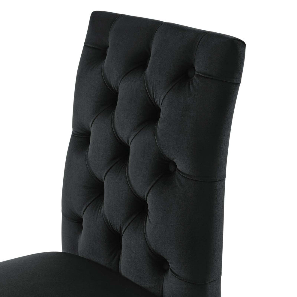 Side Dining Chair, Set of 2, Black, Velvet, Modern, Cafe Bistro Hospitality