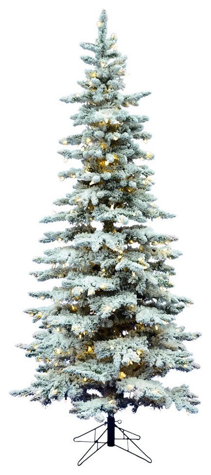 Vickerman Slim Flocked Utica Fir Tree, 39"x6.5', Warm White Led Lights