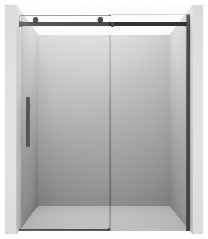60-in x 76-in Frameless Sliding Shower Door,Matte Black