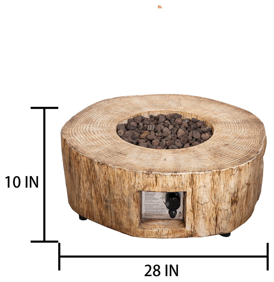 Round Faux Stone Outdoor Fire Pit with Rain Cover
