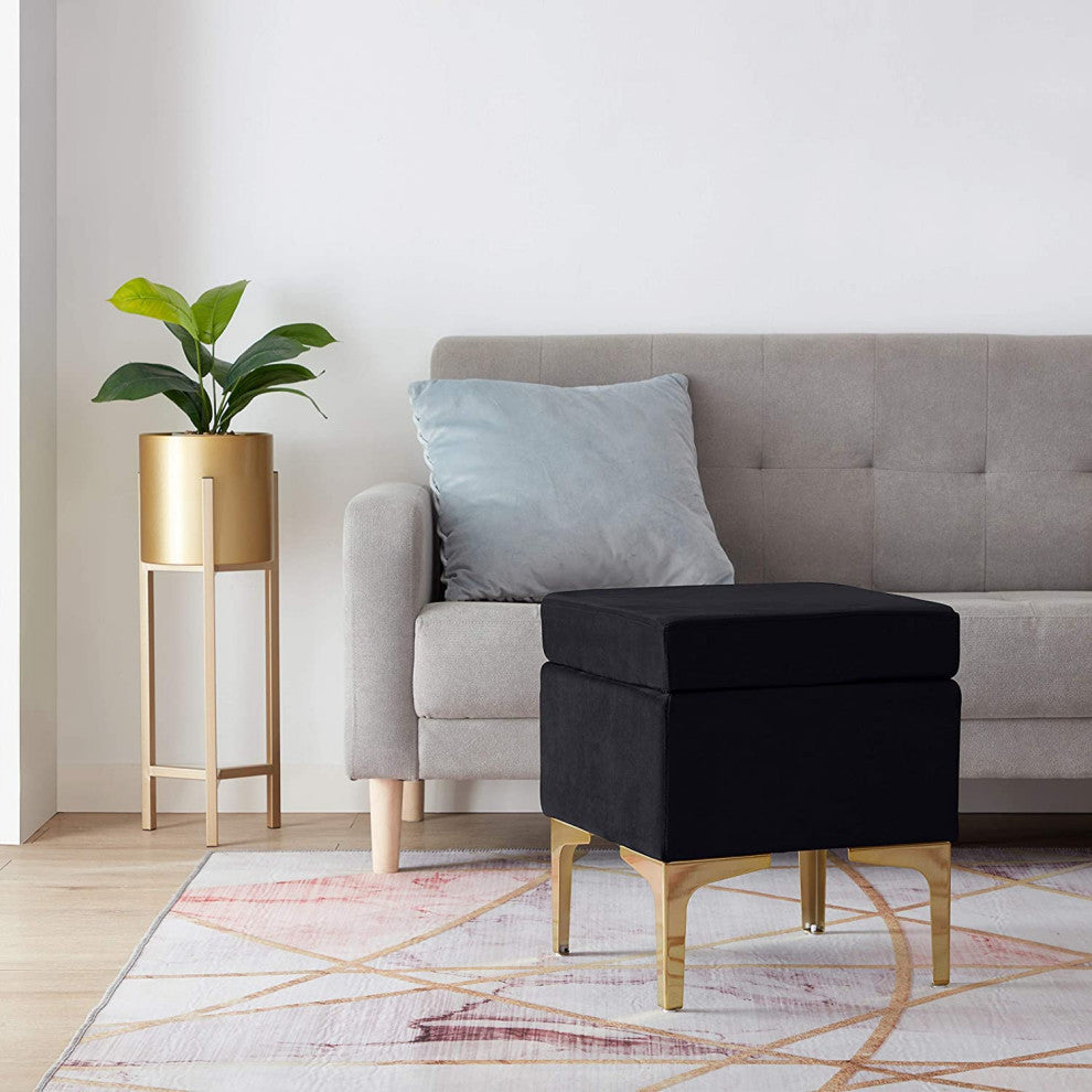 Modern Contemporary Square Upholstered Velvet Ottoman