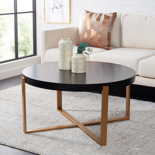 Safavieh Navya Round Coffee Table, Black/Gold