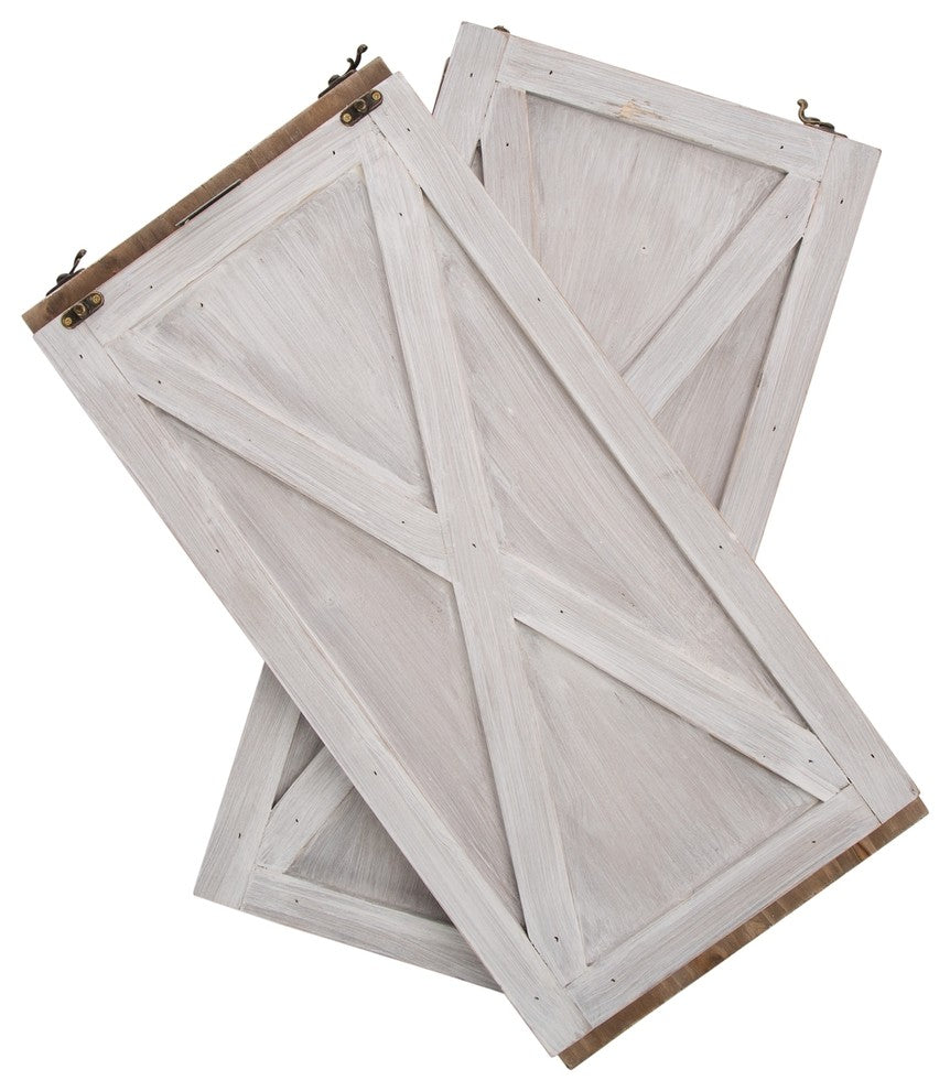 22.09" Washed White Wooden Tree Collar