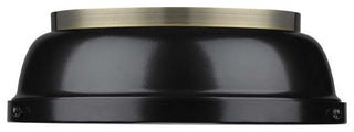 Golden Duncan 2 Light Flush Mount, Aged Brass, Black Shade