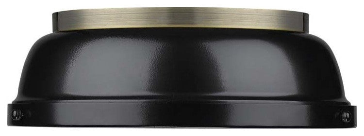 Golden Duncan 2 Light Flush Mount, Aged Brass, Black Shade
