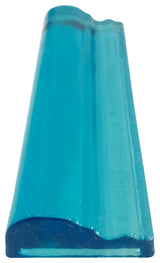 2x6 Chair Border Hand Poured Glass Tile, Aqua