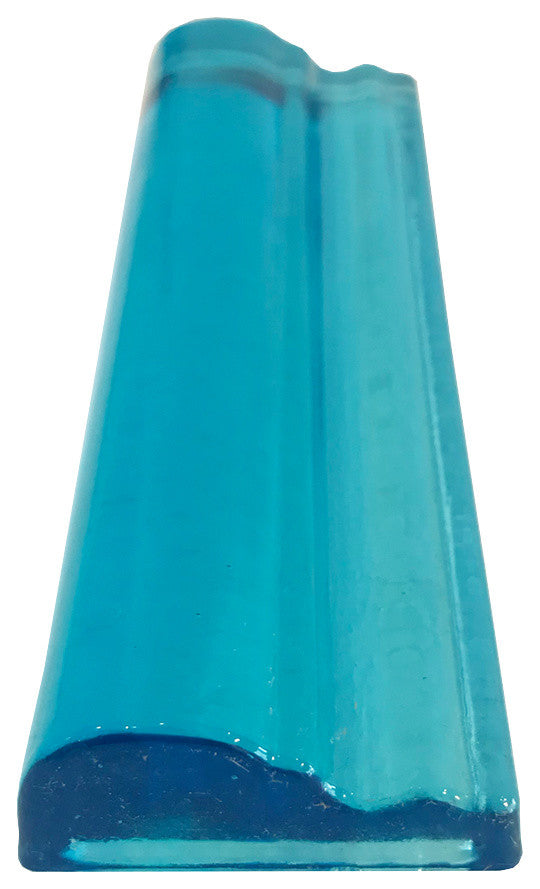 2x6 Chair Border Hand Poured Glass Tile, Aqua