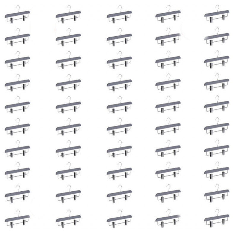 Abs Plastic Trouser Skirt Hangers, Perfect for Skirts, Pants, Slacks, Jeans, Gray, 50-Pack