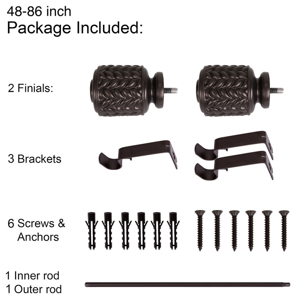 UTOPIA ALLEY 3/4 Inch Curtain Rod - Curtain Rods For Windows, Oil Rubbed Bronze, 48"-86"