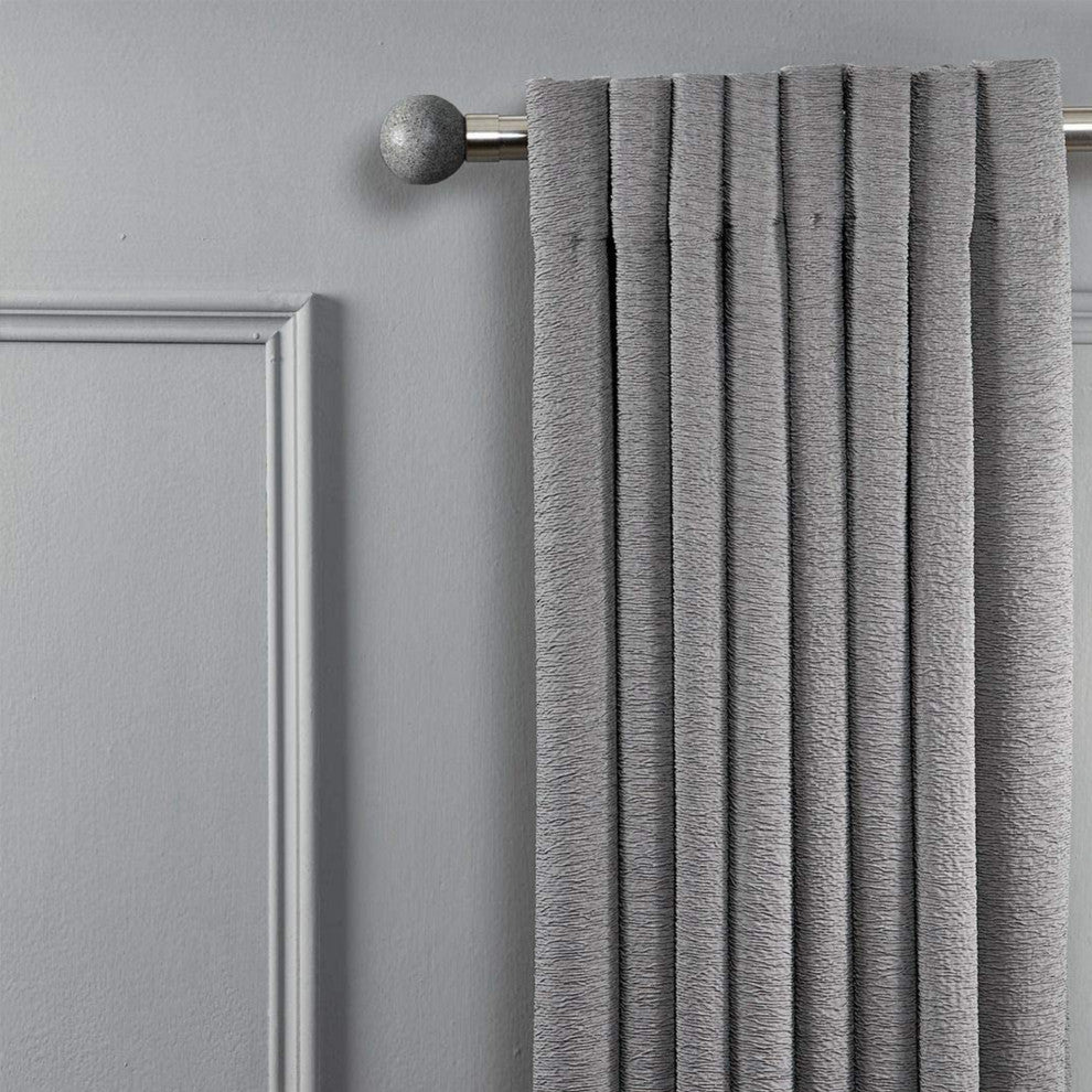 Linen Avenue Grey Stone Single Curtain Rod Set,48 to 86-Inch,Polished Nickel